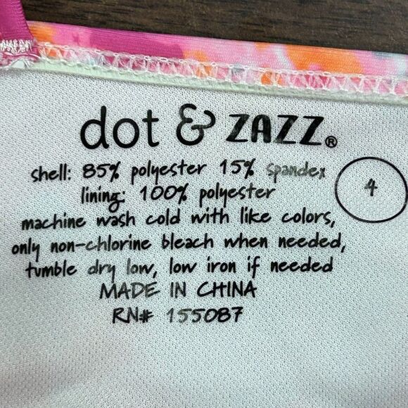 NEW Girls Sz 4 Unicorn Bathing Suit 2 PC dot & ZAZZ Swim Pink Orange Green - Picture 4 of 7